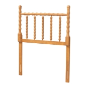 Baxton Studio Edaline Bamboo Motif Headboard - Crafted Wood Panel with Decorative Turned Spindle Design for Boho Costal Bedroom, Twin, Oak Brown